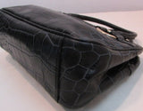 Antonio Melani Black Reptile Faux Leather Double Strapped Bag