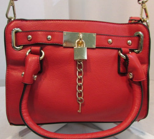 Charming Charlie Red Mini Belted Lady Lockbox Satchel