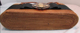 Bosom Buddy Large Brown Oval Fleur De Lis Bag