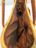 Bosom Buddy Large Brown Oval Fleur De Lis Bag