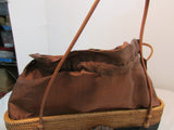 Bosom Buddy Large Brown Oval Fleur De Lis Bag