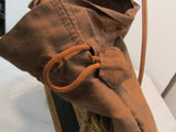 Bosom Buddy Large Brown Oval Fleur De Lis Bag
