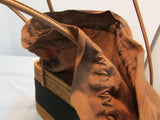 Bosom Buddy Large Brown Oval Fleur De Lis Bag