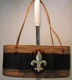 Bosom Buddy Large Brown Oval Fleur De Lis Bag
