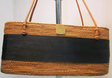 Bosom Buddy Large Brown Oval Fleur De Lis Bag