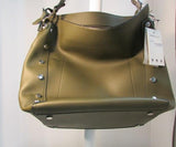Meliebianco Olive Green Lux Leather Studded Tote.  Vegan Bag