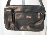 Perlina NY Black Leather Shoulder Purse