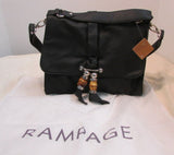 Rampage Animal Friendly Black Pebble Simulated Leather Satchel