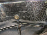 Ellen Tracy Black Croc Vinyl Shoulder Purse