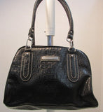 Ellen Tracy Black Croc Vinyl Shoulder Purse