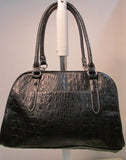 Ellen Tracy Black Croc Vinyl Shoulder Purse