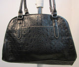 Ellen Tracy Black Croc Vinyl Shoulder Purse