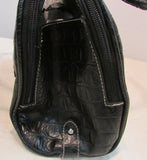 Ellen Tracy Black Croc Vinyl Shoulder Purse