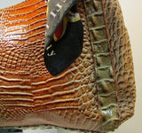 Vecceli Italy Shoulder Bag Faux Rust and Browns Crocodile Skin