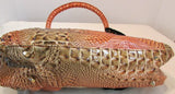 Vecceli Italy Shoulder Bag Faux Rust and Browns Crocodile Skin