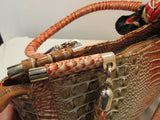 Vecceli Italy Shoulder Bag Faux Rust and Browns Crocodile Skin