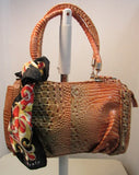 Vecceli Italy Shoulder Bag Faux Rust and Browns Crocodile Skin