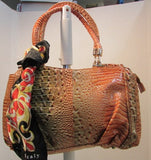 Vecceli Italy Shoulder Bag Faux Rust and Browns Crocodile Skin