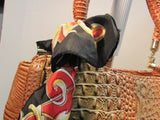 Vecceli Italy Shoulder Bag Faux Rust and Browns Crocodile Skin