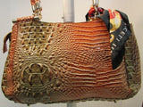 Vecceli Italy Shoulder Bag Faux Rust and Browns Crocodile Skin
