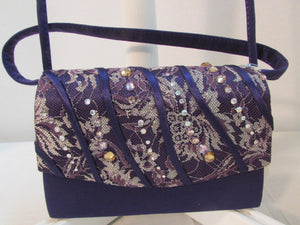 Milano Paris of New York Purple Lace with Rhinestone Evening Bag
