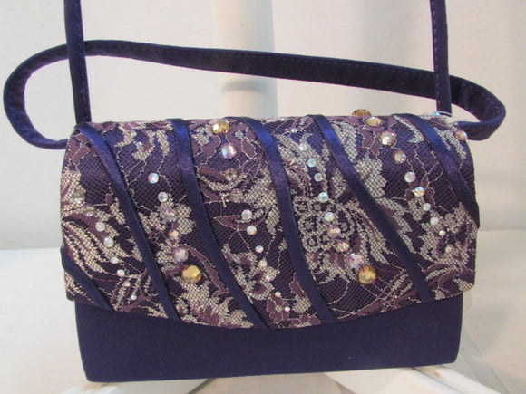 Milano Paris of New York Purple Lace with Rhinestone Evening Bag