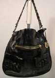 Elliott Lucca Black Leather with Braided Shoulder Strap Purse