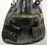 Elliott Lucca Black Leather with Braided Shoulder Strap Purse
