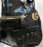 Elliott Lucca Black Leather with Braided Shoulder Strap Purse