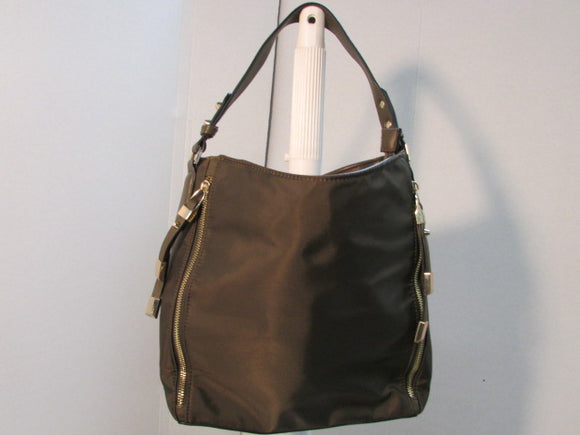 Sondra Roberts Squared Brown Nylon Hobo