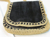 Vintage Marcus Brothers Made in Italy Black, Gold Braided Crochet Bag