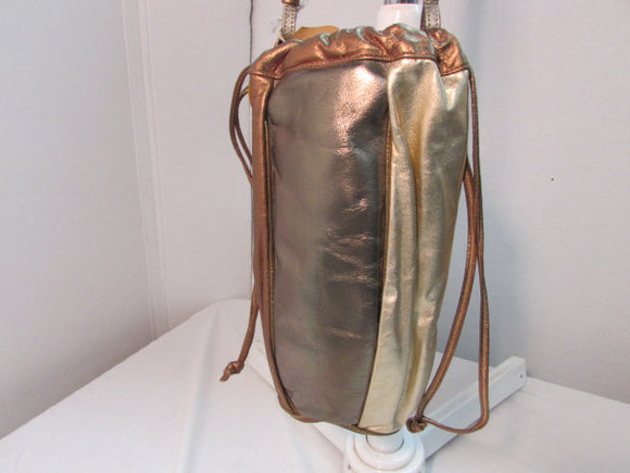 Dame by David Mehler Metallic Gold/Copper/Silver Drawstring Shoulder Bag
