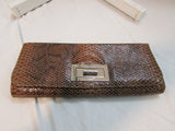 Lulu Townsend Brown Snakeskin Clutch
