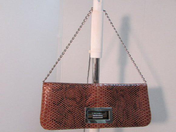 Lulu Townsend Brown Snakeskin Clutch