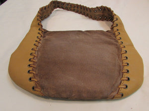 Nordstrom Tan Leather and Brown Suede Small Hobo Purse