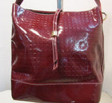 Arcadia Burgundy Genuine Patent Leather Made in Italy Tote