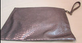 Silver Metallic Reptile Faux Leather Large Clutch Wristlet