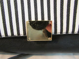 Like Dreams Black and White Striped Satchel Purse
