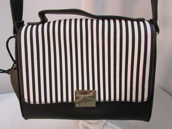 Like Dreams Black and White Striped Satchel Purse