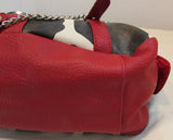 Delicious Vinyl Red and Cow Print Shoulder Handbag