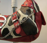 Delicious Vinyl Red and Cow Print Shoulder Handbag