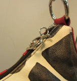 Delicious Vinyl Red and Cow Print Shoulder Handbag