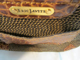 Erik Javits Fabric Woven Croc Leather Satchel