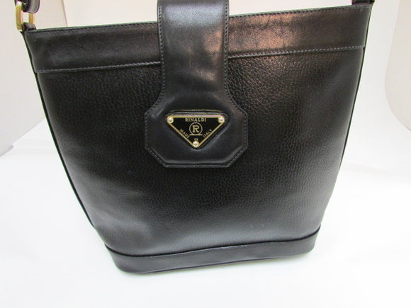 Rinaldi Black Pebble Leather Crossbody Purse