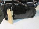 Charles Jourdan Black Croc Leather Satchel