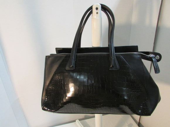 Charles Jourdan Black Croc Leather Satchel