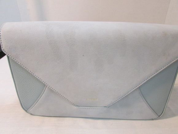 Mezzi Baby Blue Suede and Pebble Leather Carezza Envelope Clutch