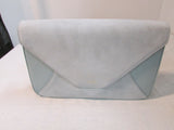 Mezzi Baby Blue Suede and Pebble Leather Carezza Envelope Clutch