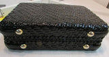 Rodo Italy Black Hard Wicker Handbag