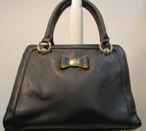 Lulu by Lulu Guiness Black Pebble Vinyl Bow Handbag